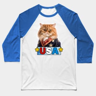 Patriotic Ginger Persian Cat Baseball T-Shirt